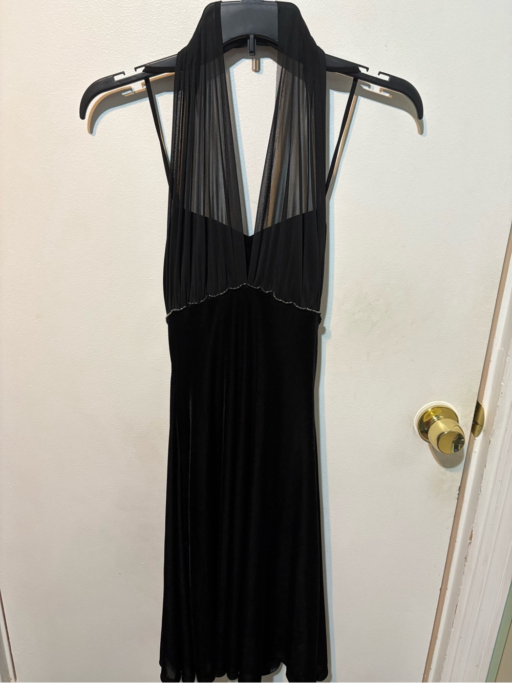 B Darlin Black Sheer Halter evening/ cocktail dress, fully lined Size XS